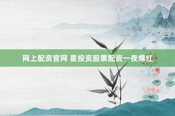 网上配资官网 星投资股票配资一夜爆红