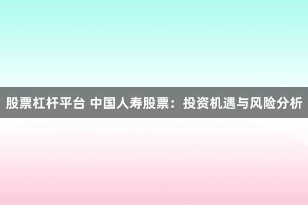 股票杠杆平台 中国人寿股票：投资机遇与风险分析