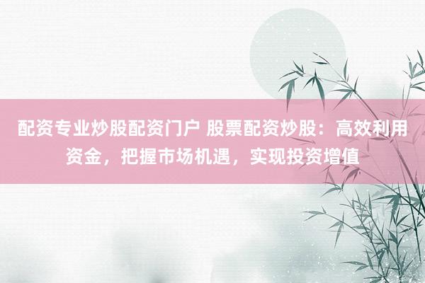 配资专业炒股配资门户 股票配资炒股：高效利用资金，把握市场机遇，实现投资增值