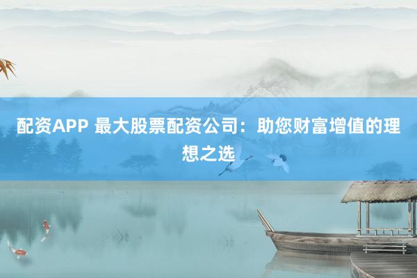 配资APP 最大股票配资公司：助您财富增值的理想之选