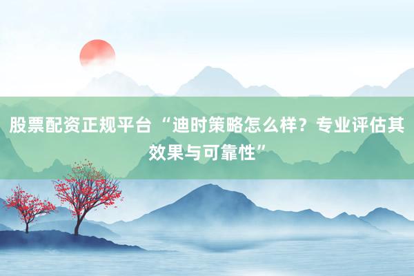 股票配资正规平台 “迪时策略怎么样？专业评估其效果与可靠性”