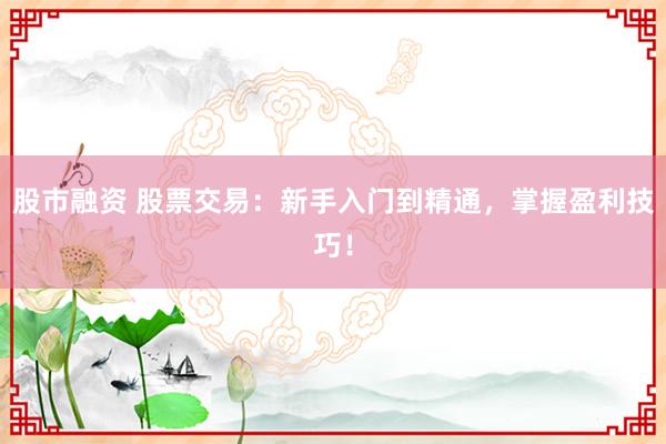 股市融资 股票交易：新手入门到精通，掌握盈利技巧！