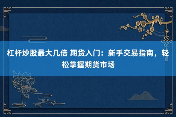 杠杆炒股最大几倍 期货入门：新手交易指南，轻松掌握期货市场