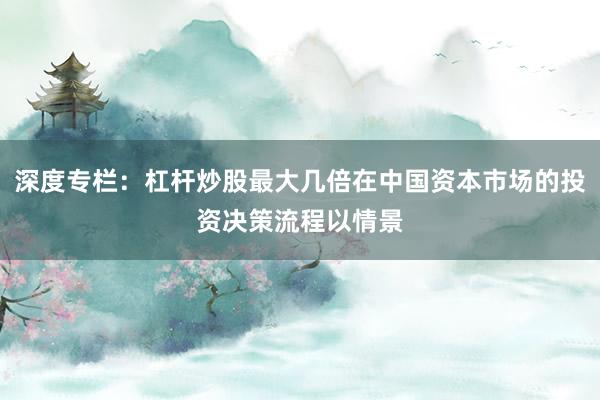 深度专栏：杠杆炒股最大几倍在中国资本市场的投资决策流程以情景