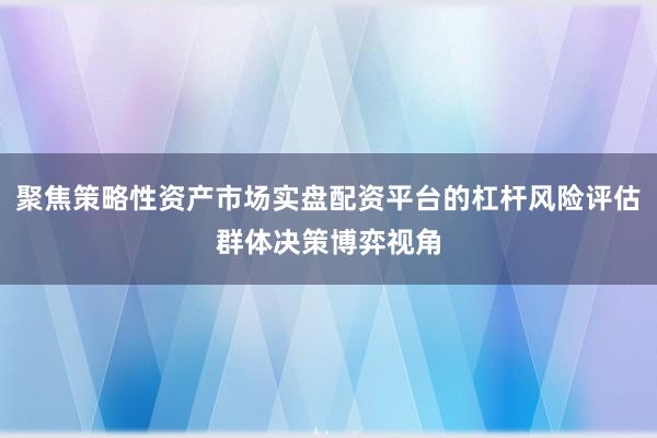 聚焦策略性资产市场实盘配资平台的杠杆风险评估群体决策博弈视角